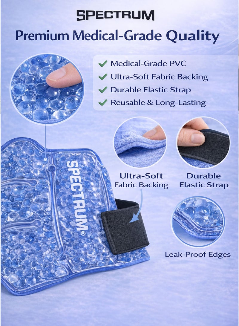 Spectrum Hot & Cold Ankle Pack Gel Beads Wrap with Adjustable Elastic Strap Reusable Ankle Ice Pack Wrap Cold Compress & Heat Pack Microwave & Freezer Safe Hot Cold Therapy for Ankle Sprain, Swelling, Bruises, Inflammation, Joint Pain, Arthritis, Achilles Tendon Pain Tendonitis, Plantar Fasciitis, Muscle Soreness & Sports Injury Recovery Medical Grade PVC, Ultra-Soft Fabric Backing, 25 x 15.5 cm - Image 5